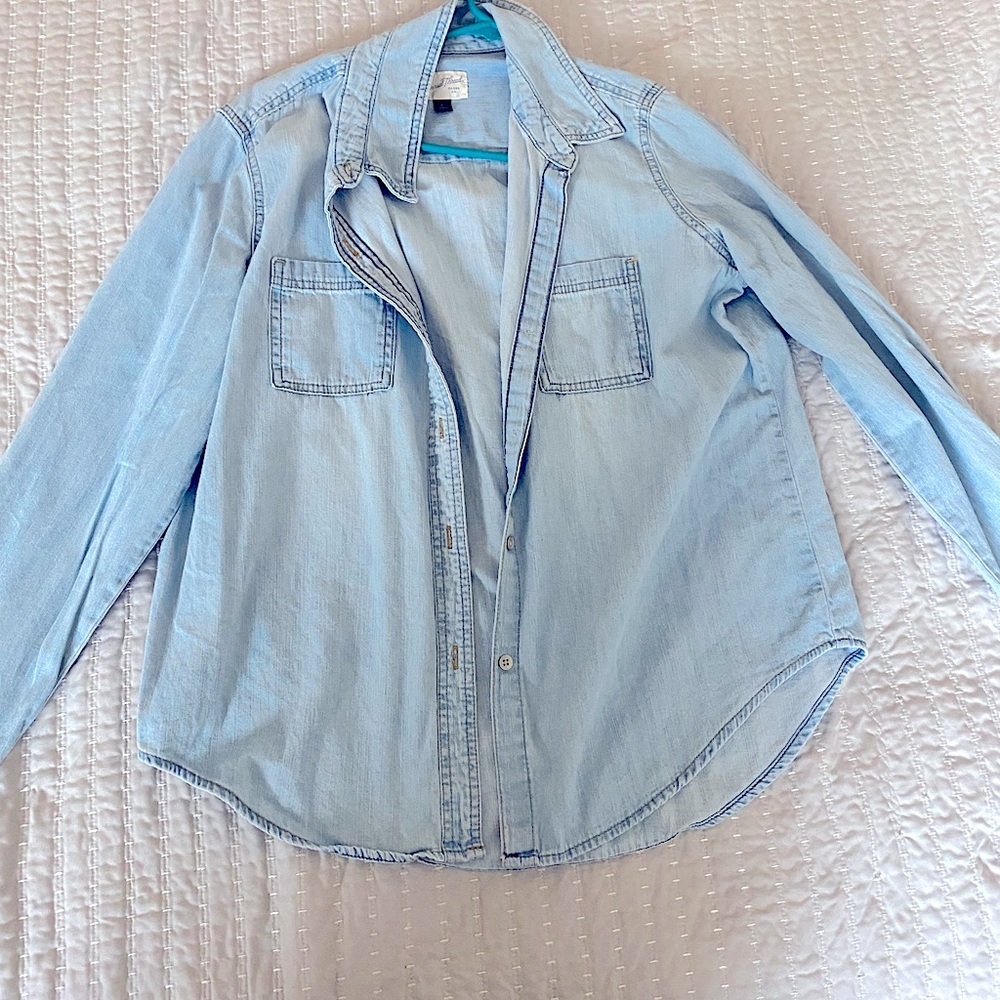 Blue shirt to throw over any cute outfit.